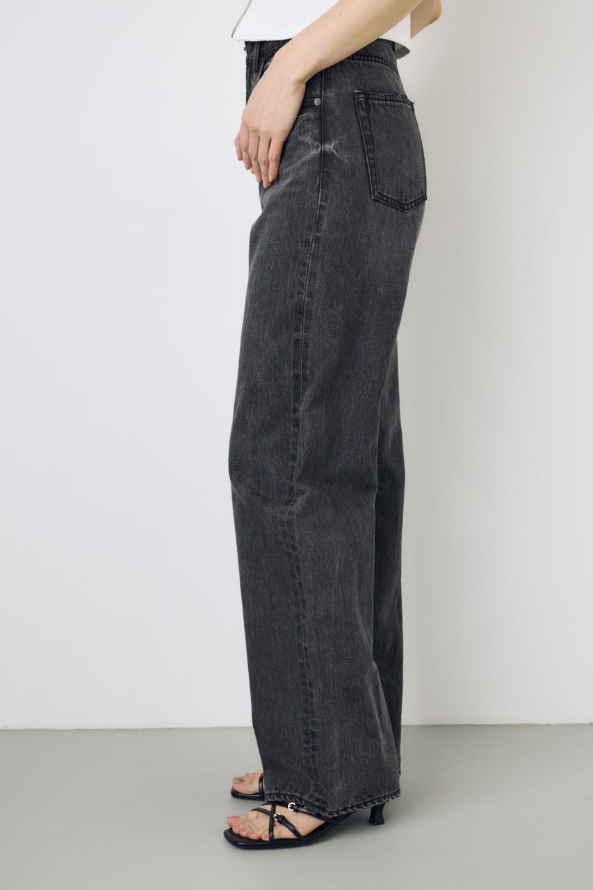 AZUL DENIM ハイウエストワイドデニム L/BLK L