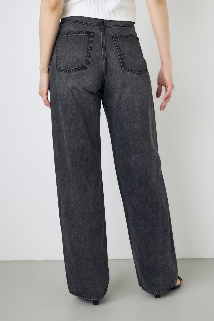 AZUL DENIM ハイウエストワイドデニム L/BLK L