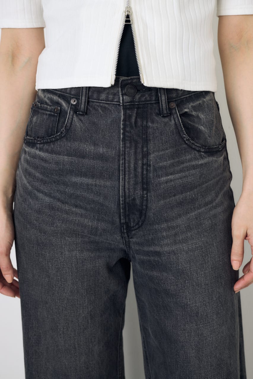 AZUL DENIM ハイウエストワイドデニム L/BLK L