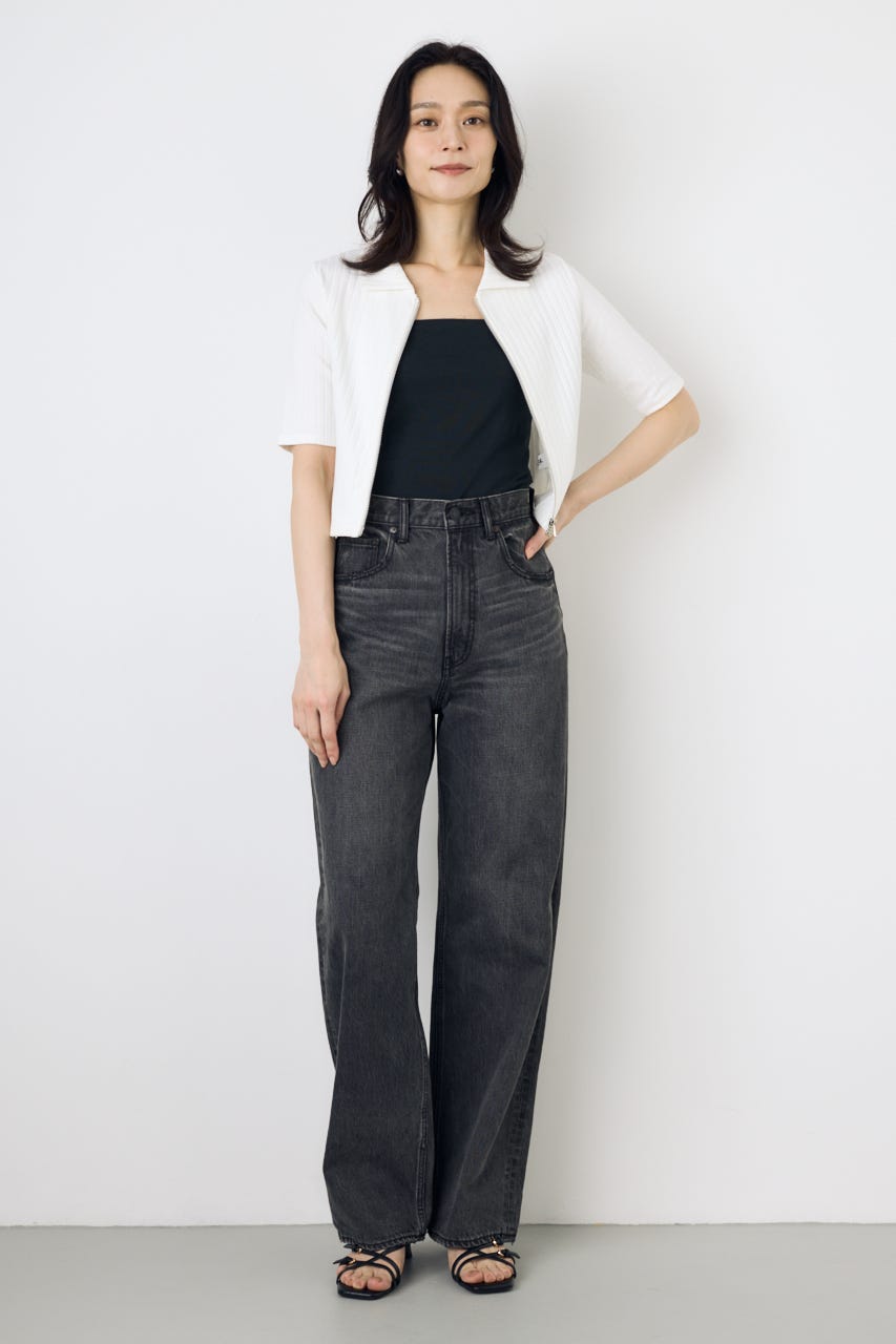 AZUL DENIM ハイウエストワイドデニム L/BLK L