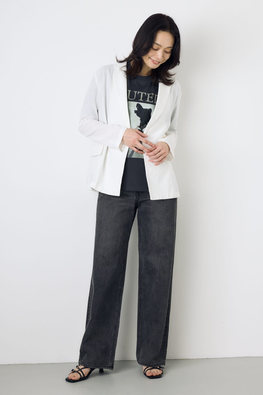 AZUL DENIM ハイウエストワイドデニム L/BLK L