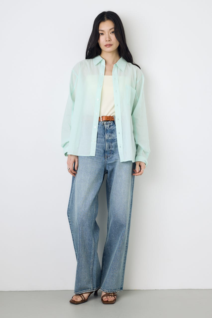 AZUL DENIM ハイウエストワイドデニム L/BLU XS