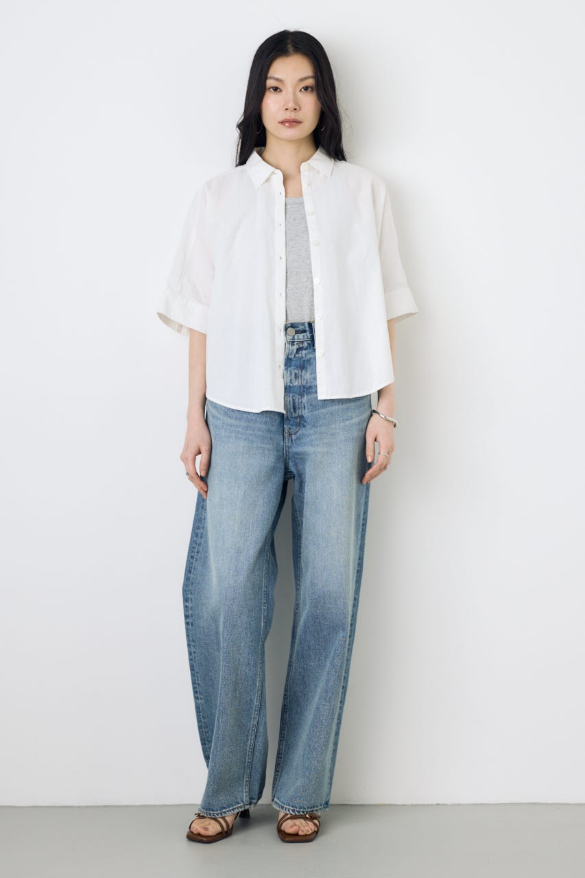 AZUL DENIM ハイウエストワイドデニム L/BLU XS