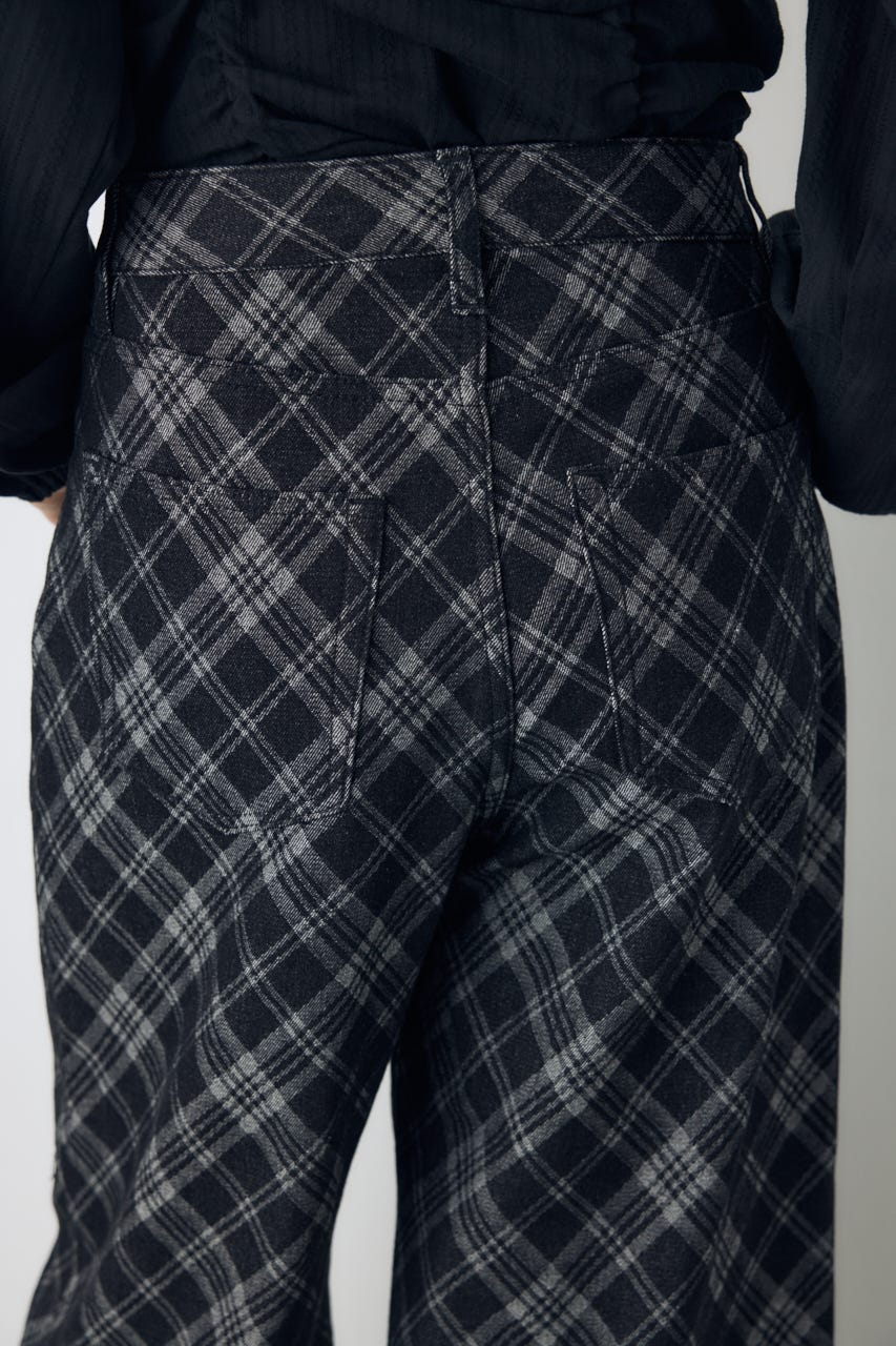 デニムチェックバギーパンツ BLK S