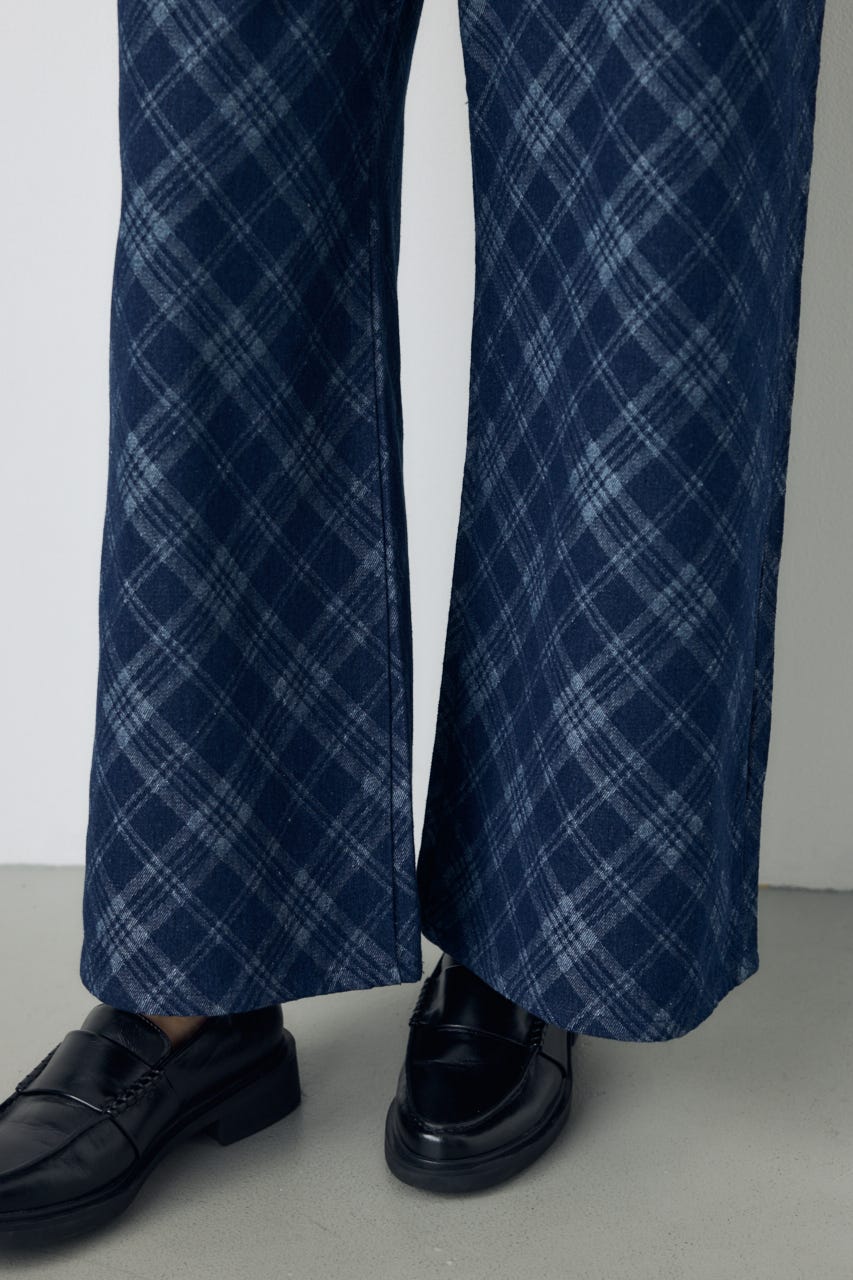 デニムチェックバギーパンツ BLU M