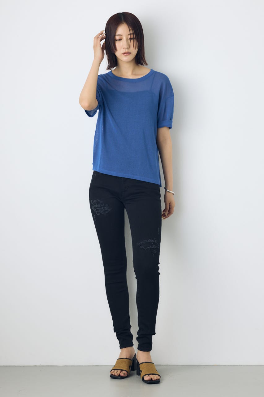 AZUL DENIM リペアスキニーデニム BLK XS