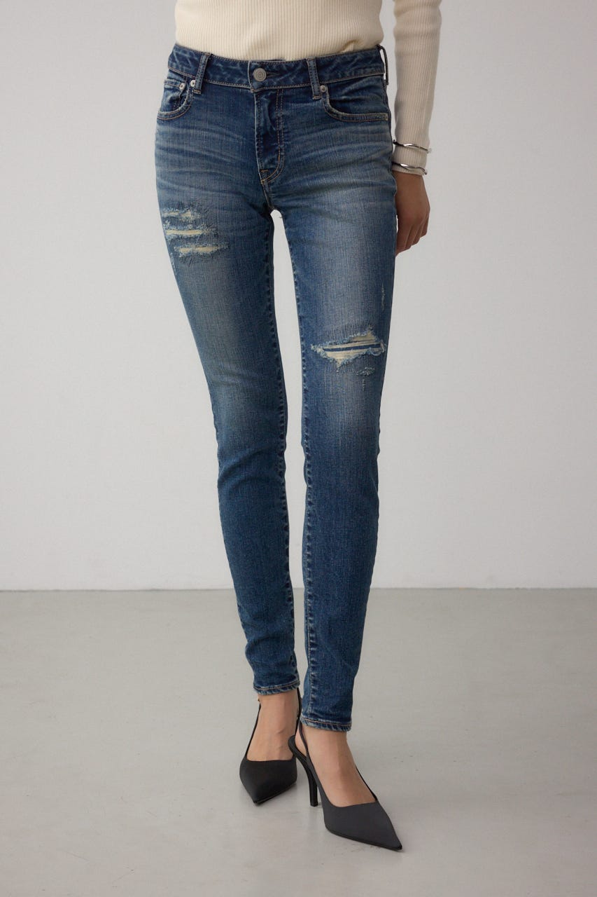 AZUL DENIM リペアスキニーデニム D/BLU L