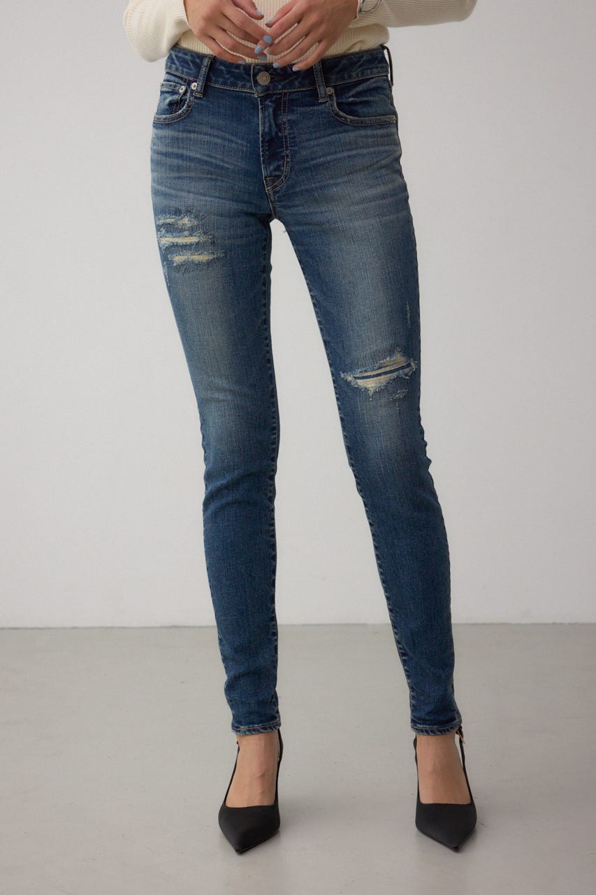 AZUL DENIM リペアスキニーデニム D/BLU L