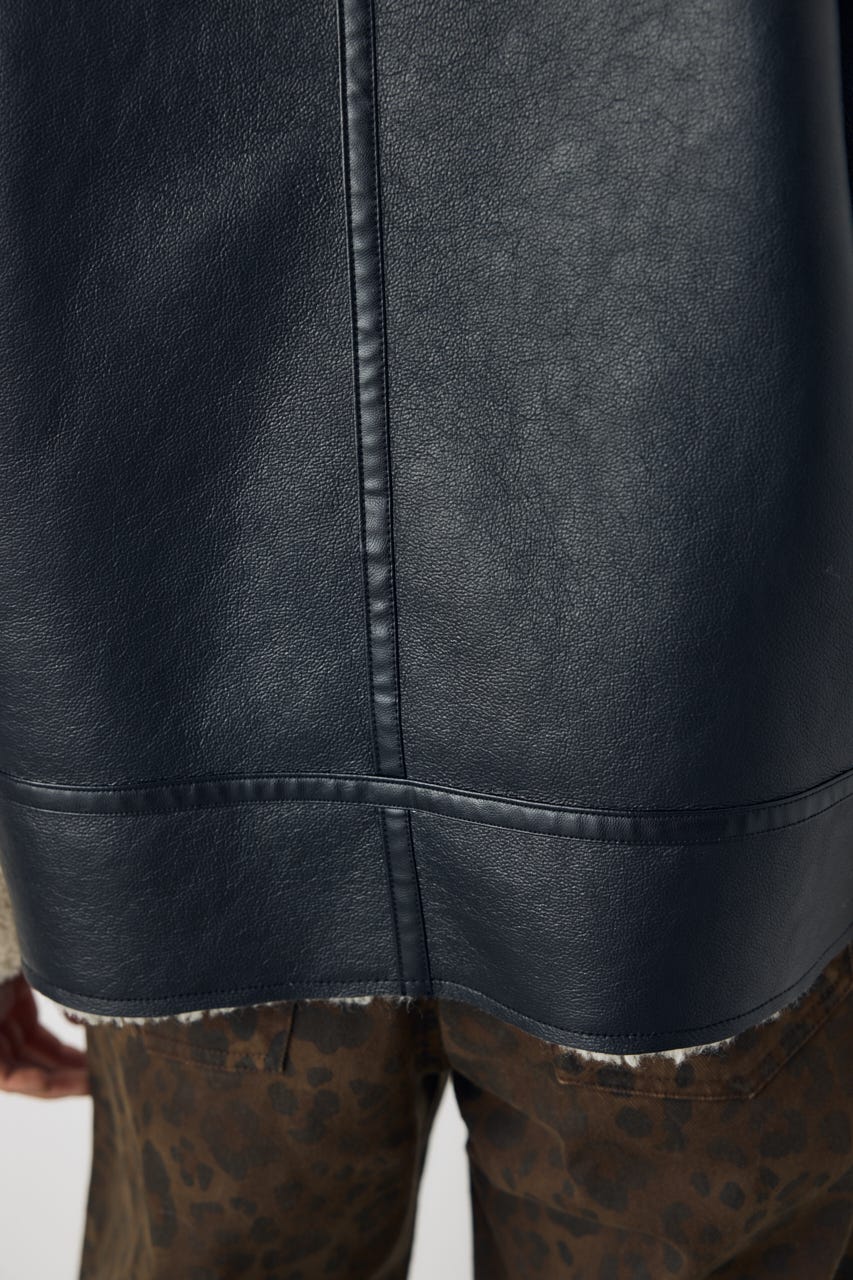 【AW先行アイテム】フェイクムートンボアライダースジャケット BLK M