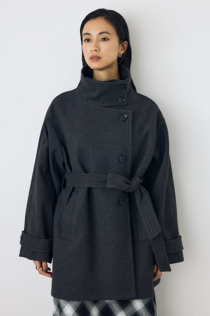 【AW先行アイテム】B-HEAT スタンドカラーミドルコート C.GRY M