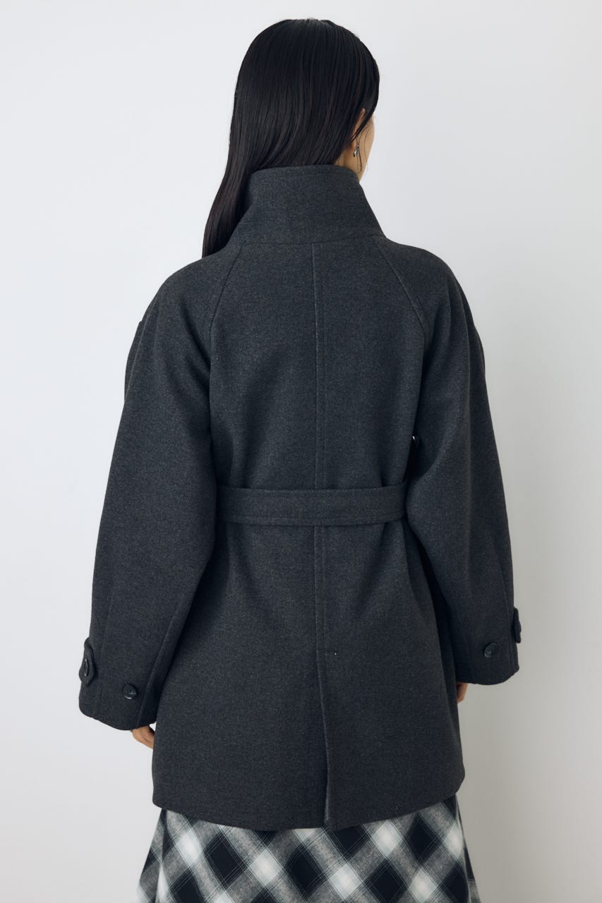【AW先行アイテム】B-HEAT スタンドカラーミドルコート C.GRY M