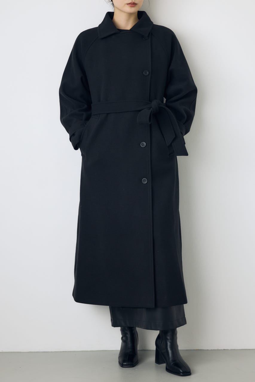 【AW先行アイテム】【着丈バリエ】B-HEAT 2WAYカラートレンチロングコート BLK S