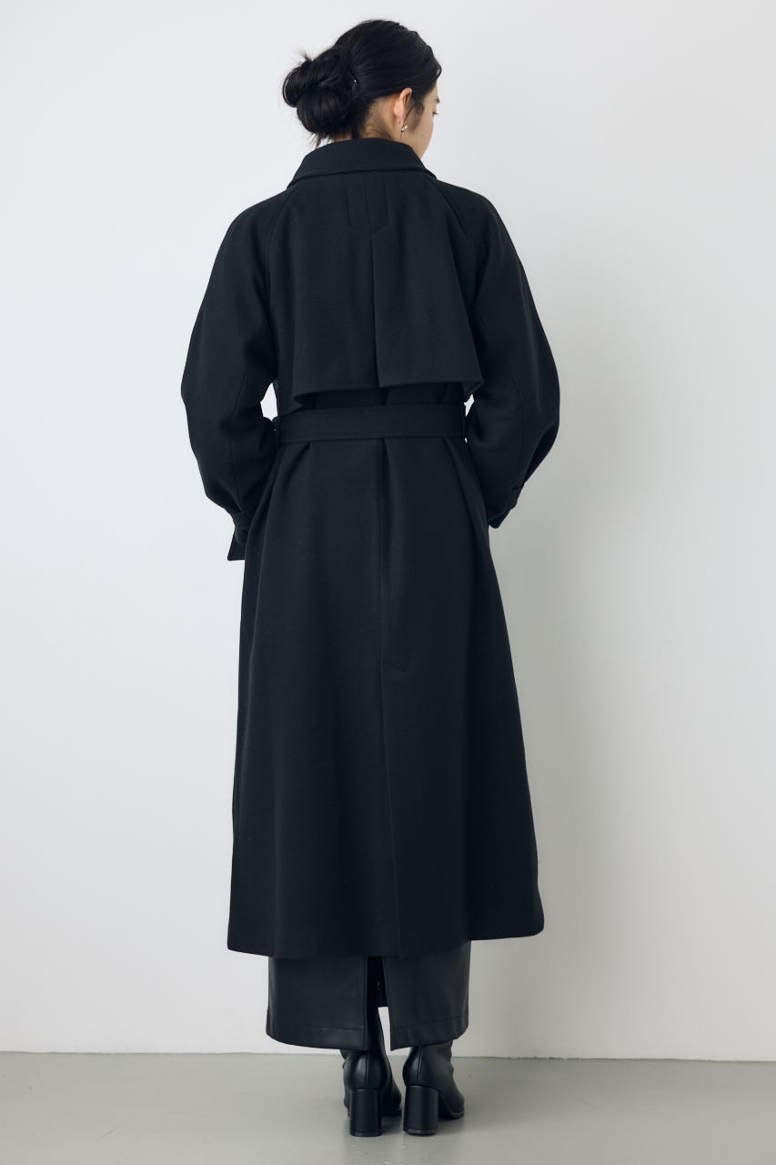 【AW先行アイテム】【着丈バリエ】B-HEAT 2WAYカラートレンチロングコート BLK S