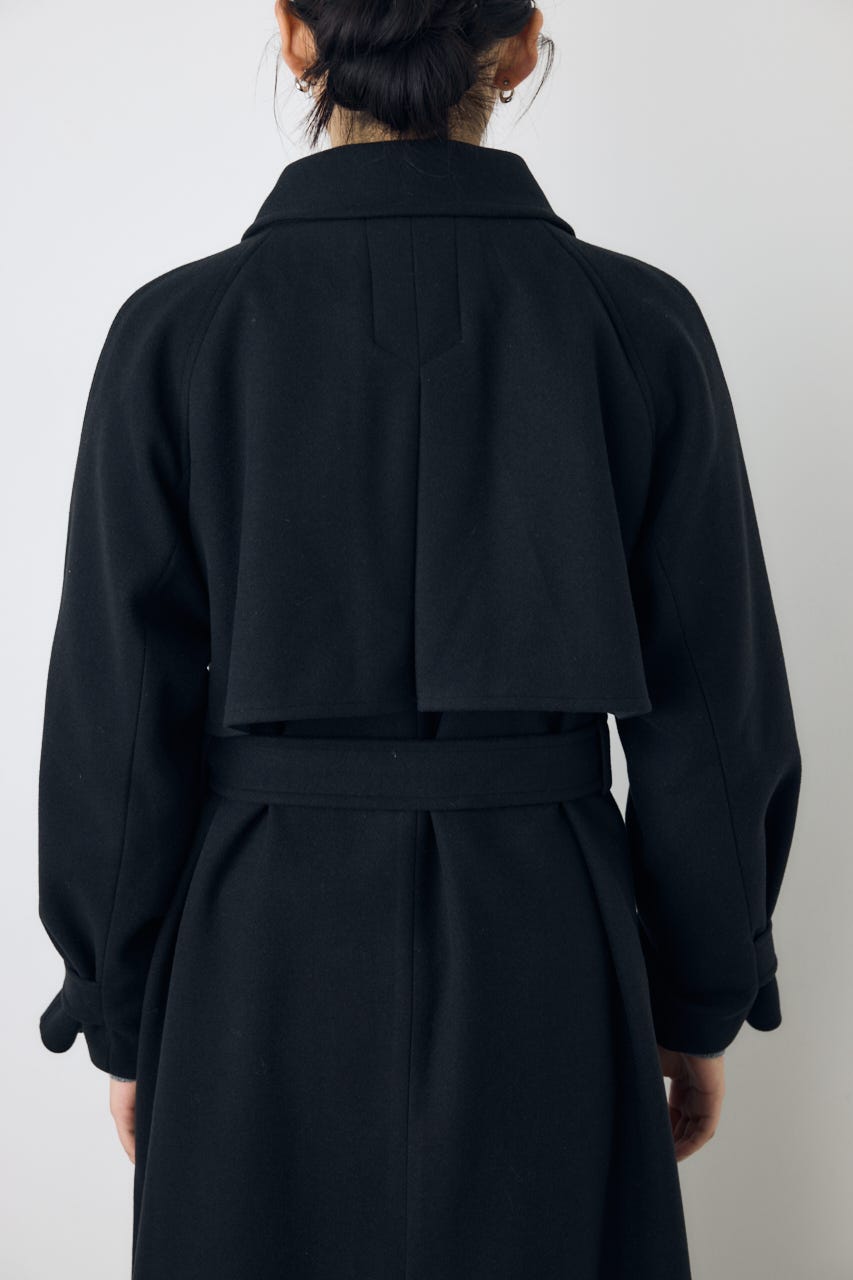 【AW先行アイテム】【着丈バリエ】B-HEAT 2WAYカラートレンチロングコート BLK S