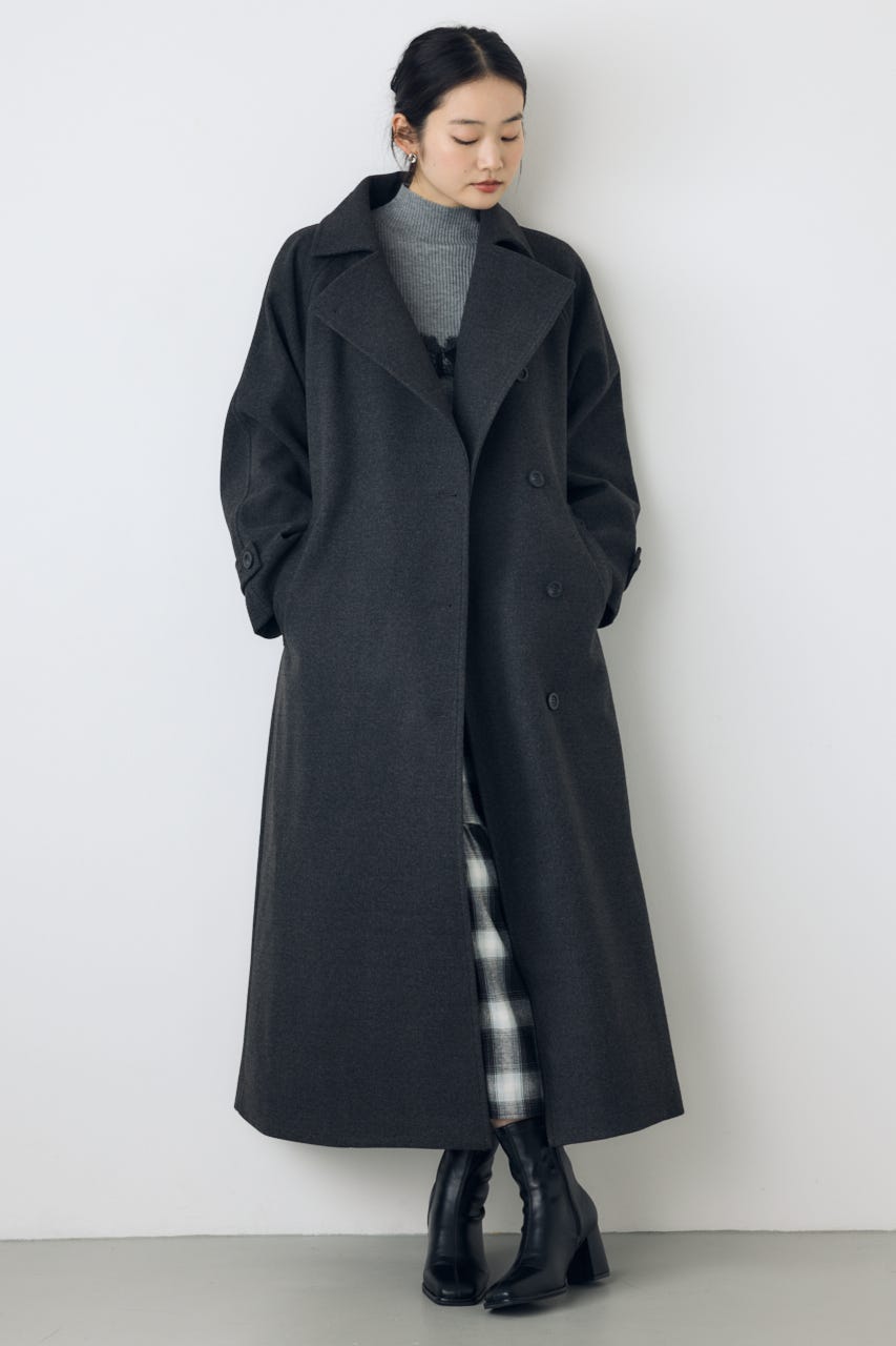 【AW先行アイテム】【着丈バリエ】B-HEAT 2WAYカラートレンチロングコート C.GRY M