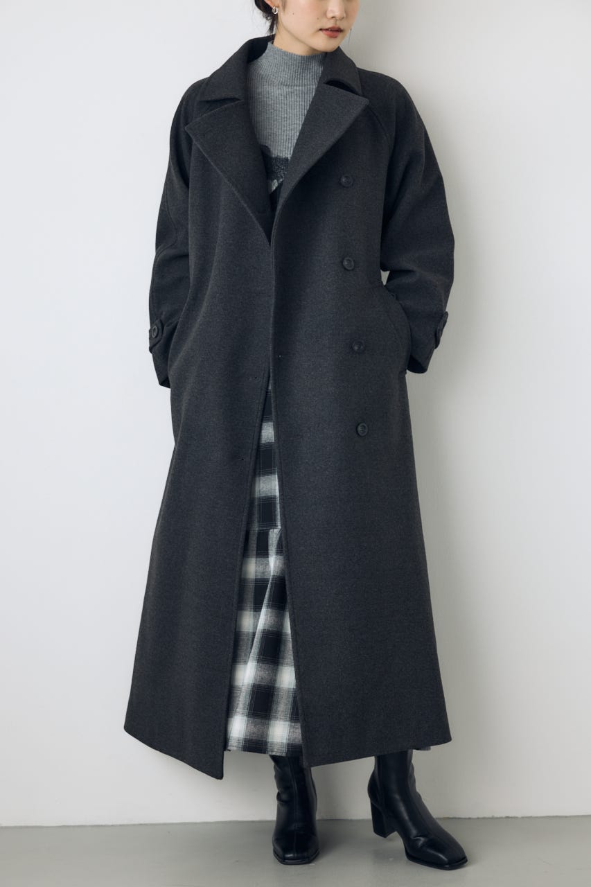 【AW先行アイテム】【着丈バリエ】B-HEAT 2WAYカラートレンチロングコート C.GRY M