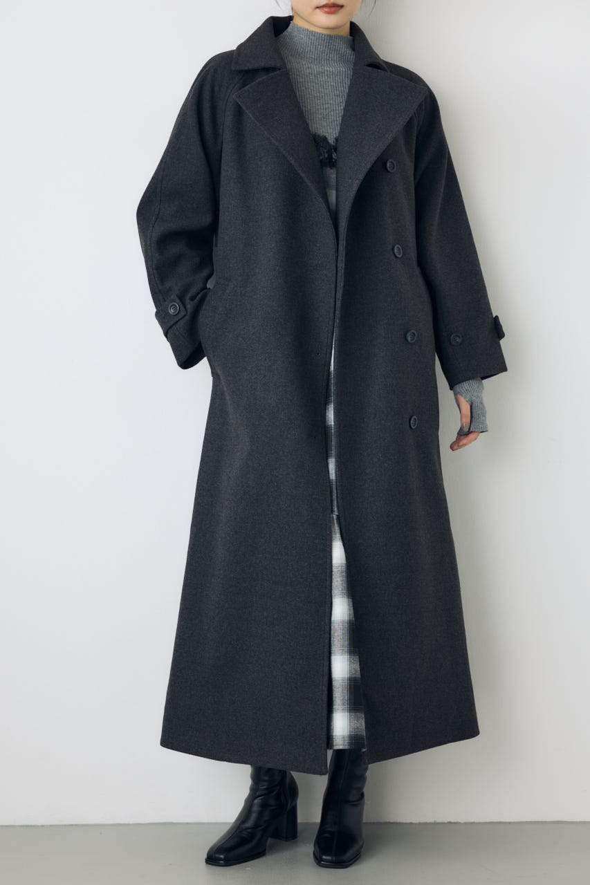 【AW先行アイテム】【着丈バリエ】B-HEAT 2WAYカラートレンチロングコート C.GRY M