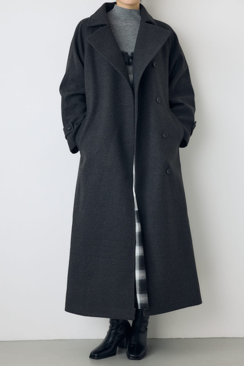【AW先行アイテム】【着丈バリエ】B-HEAT 2WAYカラートレンチロングコート C.GRY M