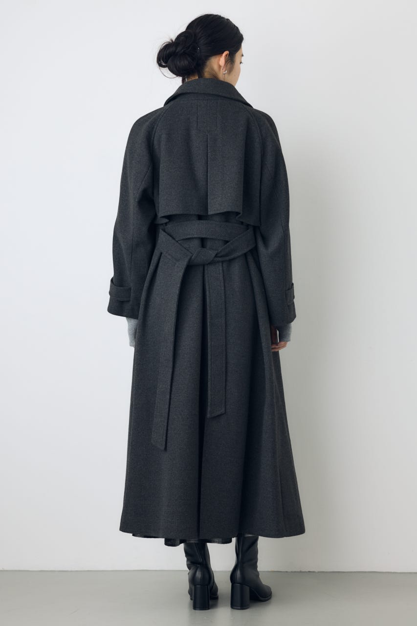 【AW先行アイテム】【着丈バリエ】B-HEAT 2WAYカラートレンチロングコート C.GRY M