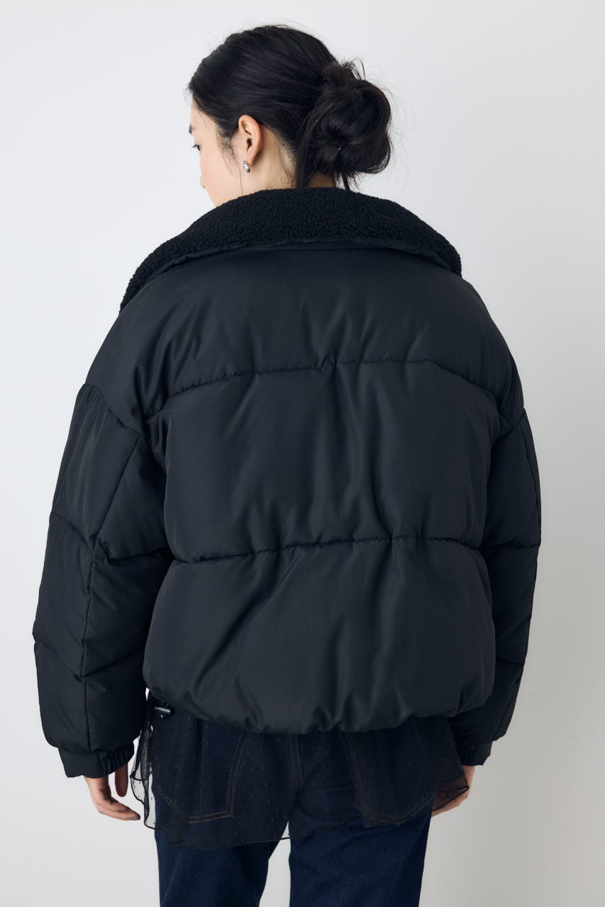 【AW先行アイテム】ボアスタンドカラー中綿コート BLK S