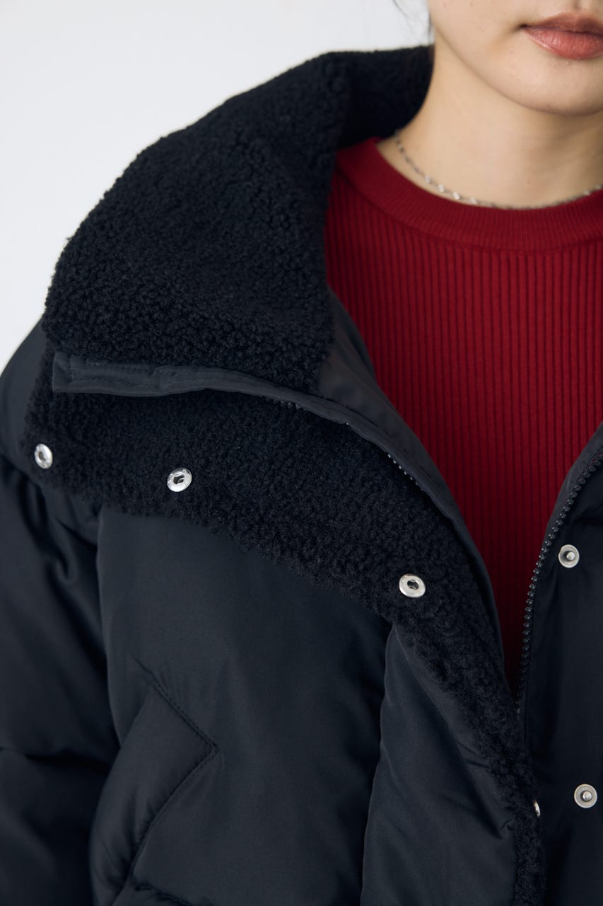 【AW先行アイテム】ボアスタンドカラー中綿コート BLK S