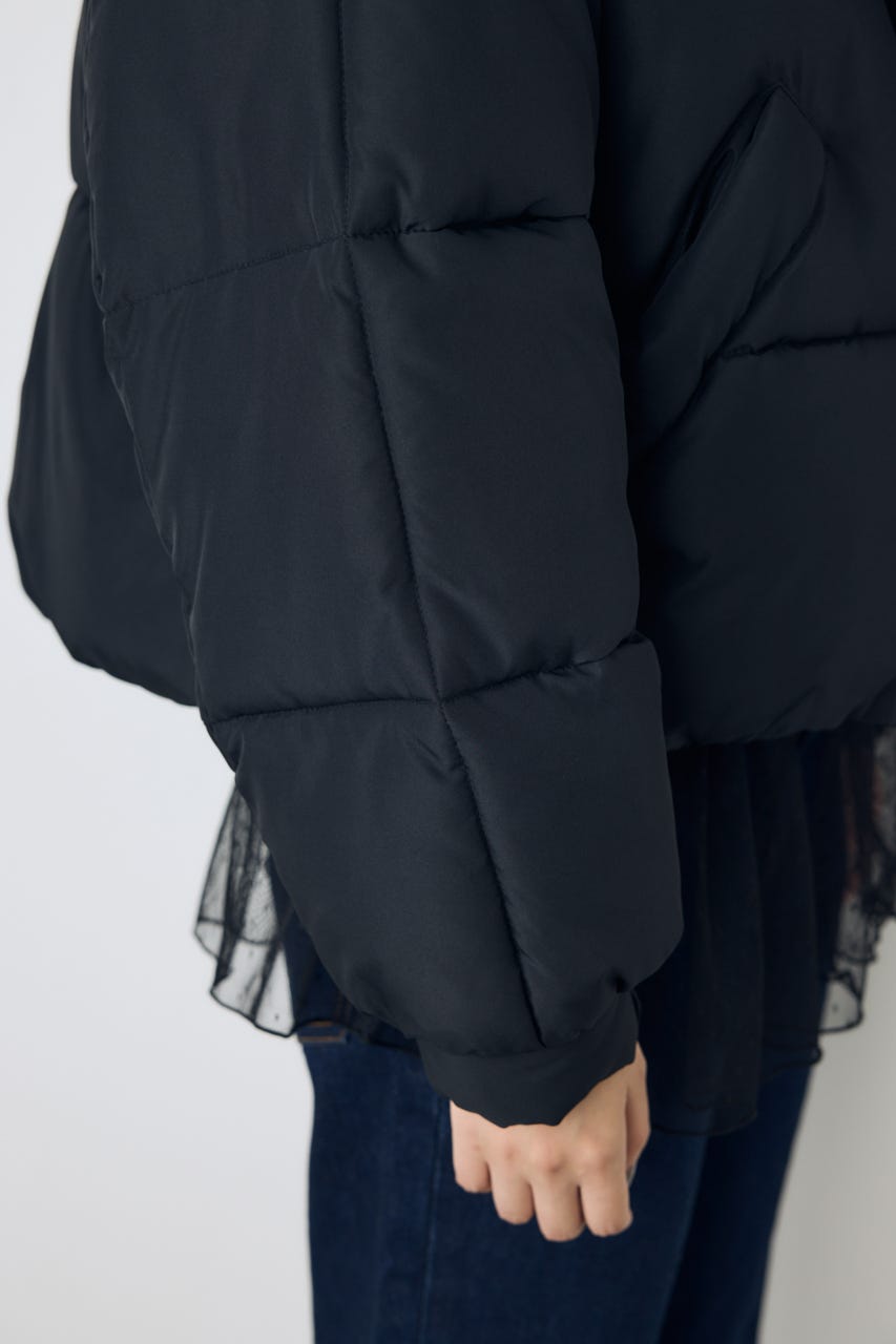 【AW先行アイテム】ボアスタンドカラー中綿コート BLK S