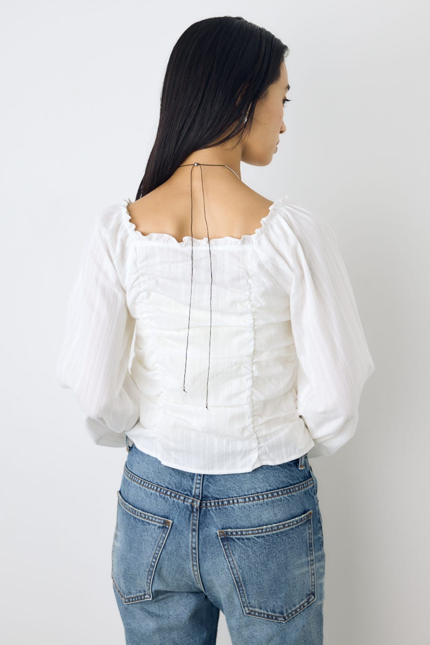 2WAYオフショルダブルジップドビーブラウス O/WHT FREE