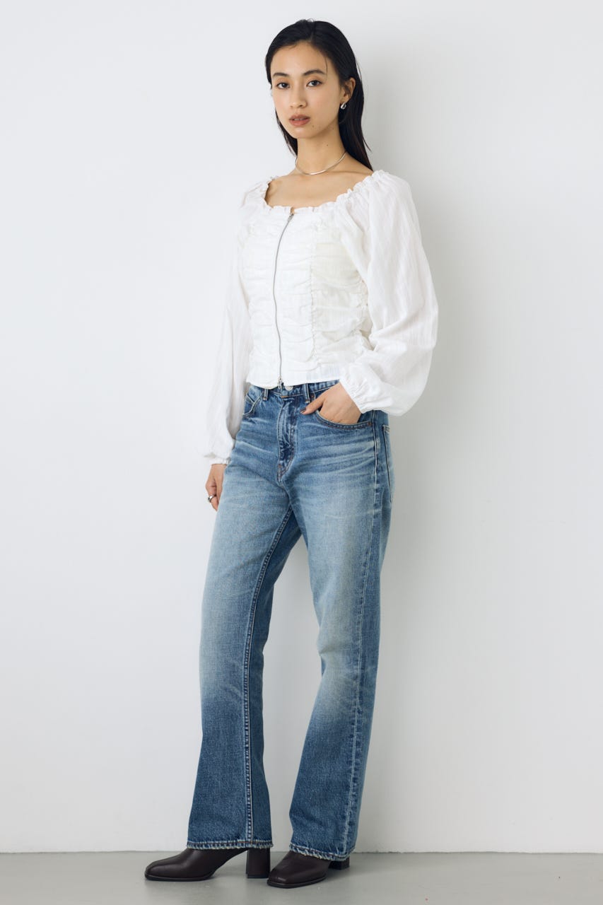 2WAYオフショルダブルジップドビーブラウス O/WHT FREE