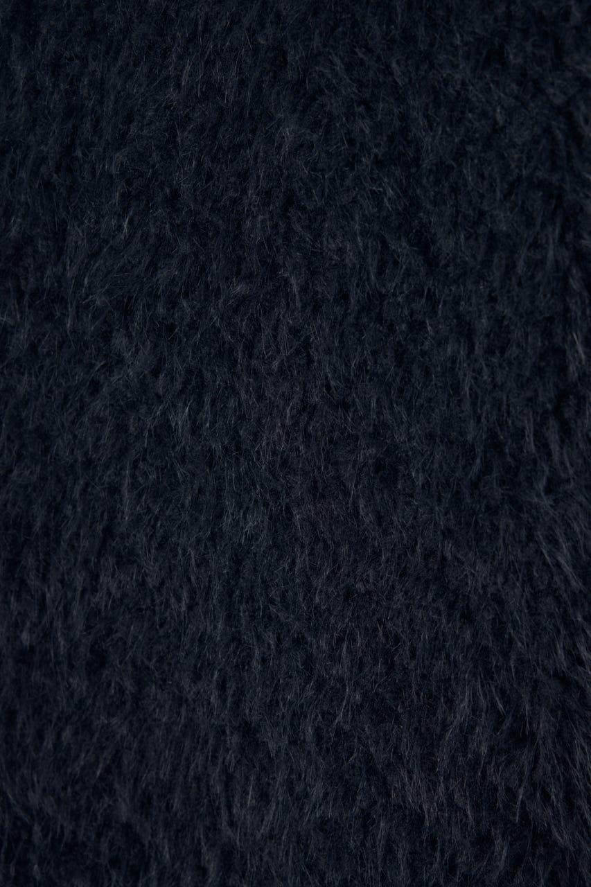 【AW先行アイテム】【着丈バリエ】ミックスファーベスト BLK S
