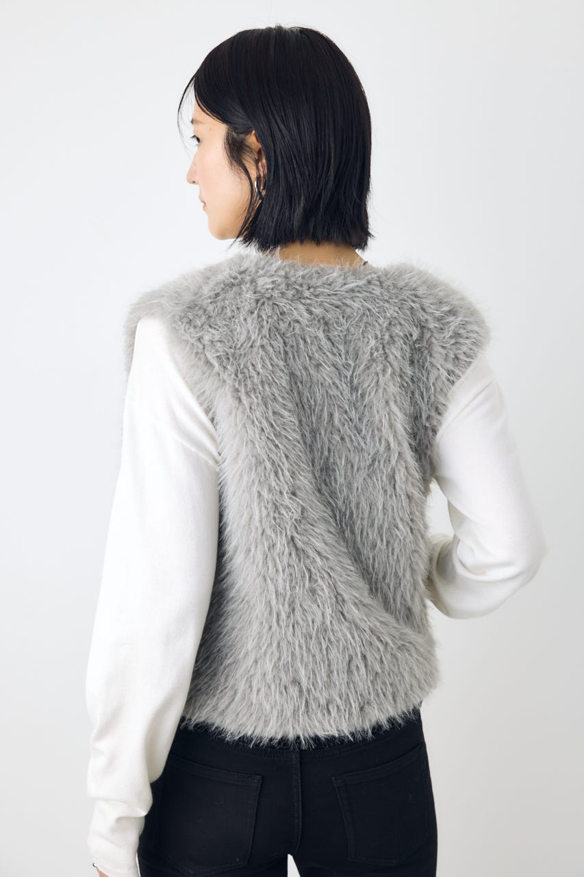 【AW先行アイテム】【着丈バリエ】ミックスファーベスト GRY M