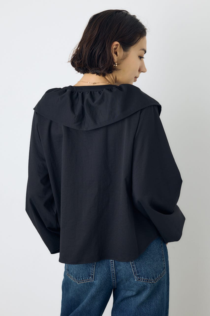 レースアップラッフルブラウス BLK FREE