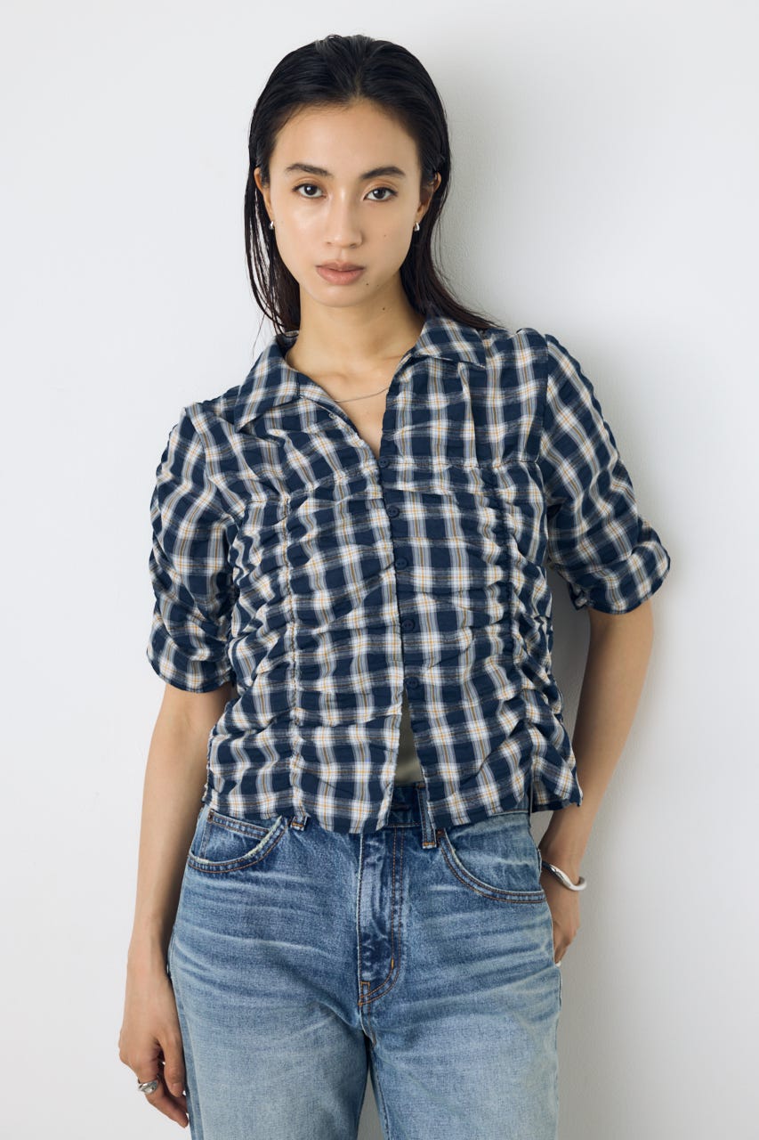 AZUL BY MOUSSY | チェックシャーリング半袖シャツ (シャツ・ブラウス