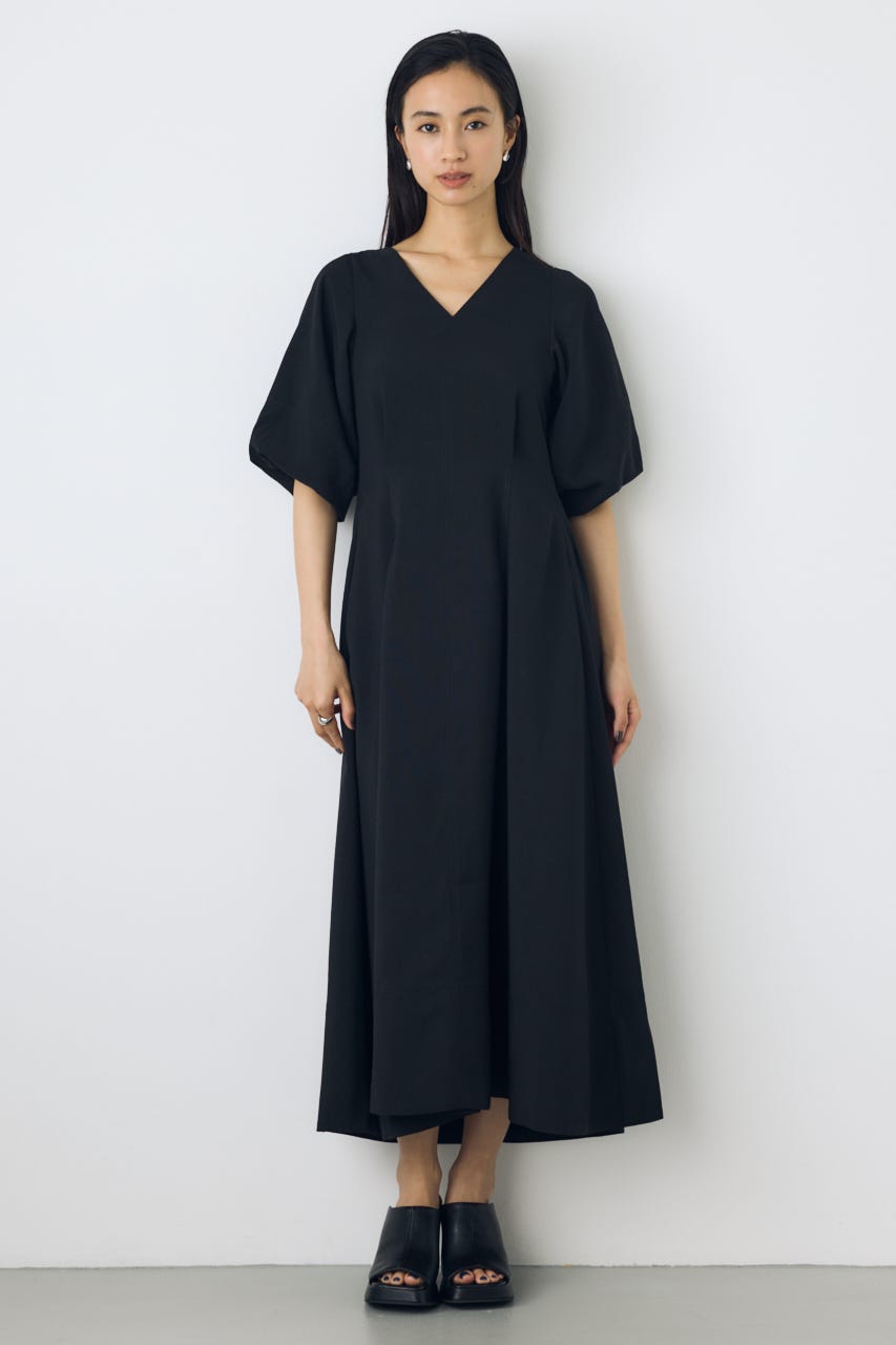 パフスリーブフレアワンピース BLK S