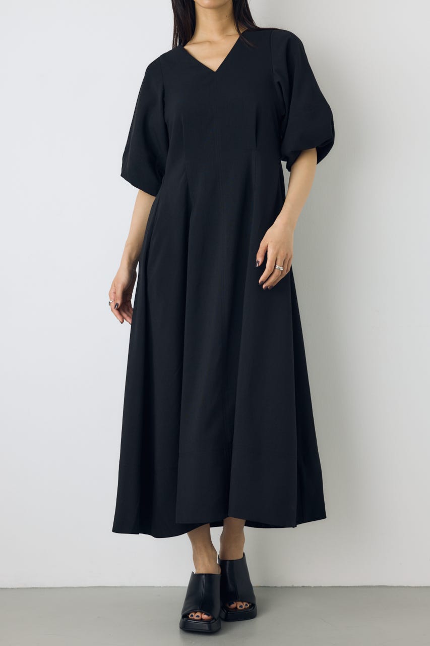 パフスリーブフレアワンピース BLK S
