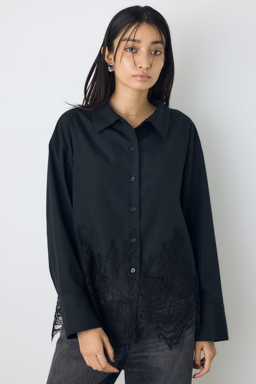 レースドッキングシャツ BLK FREE