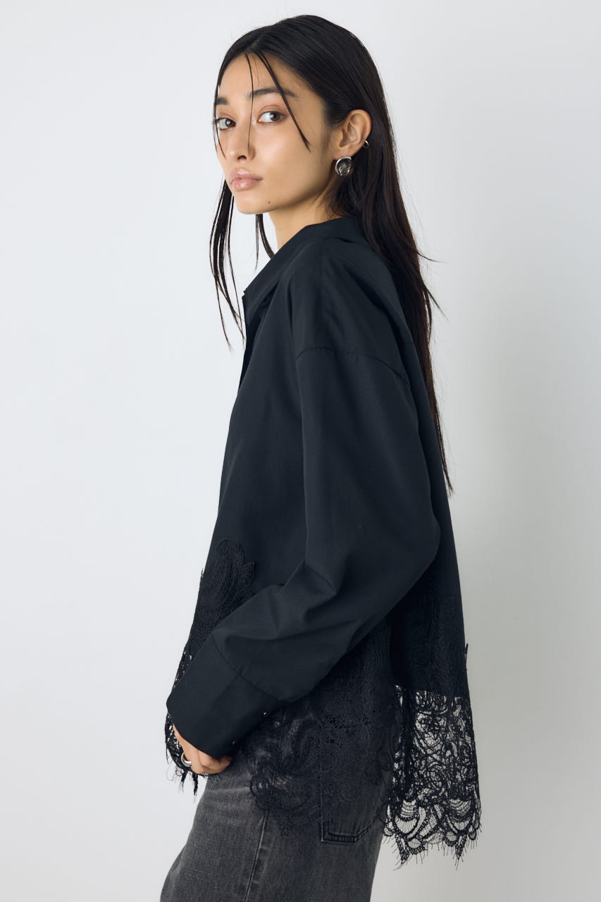 レースドッキングシャツ BLK FREE