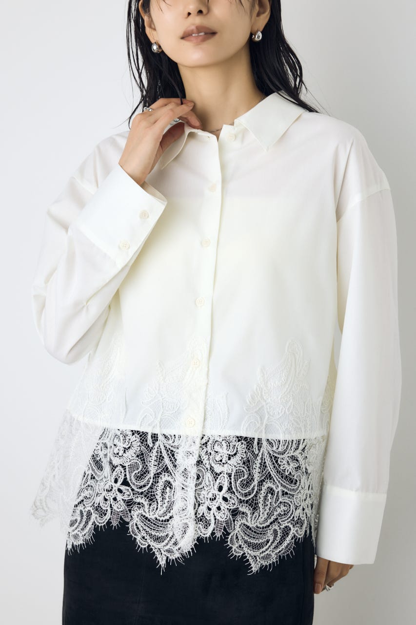 レースドッキングシャツ O/WHT FREE