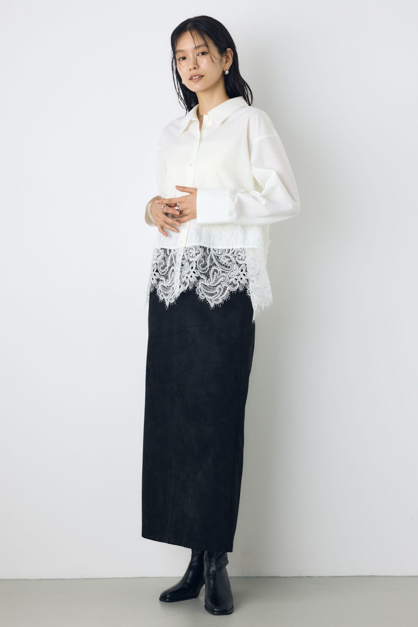 レースドッキングシャツ O/WHT FREE