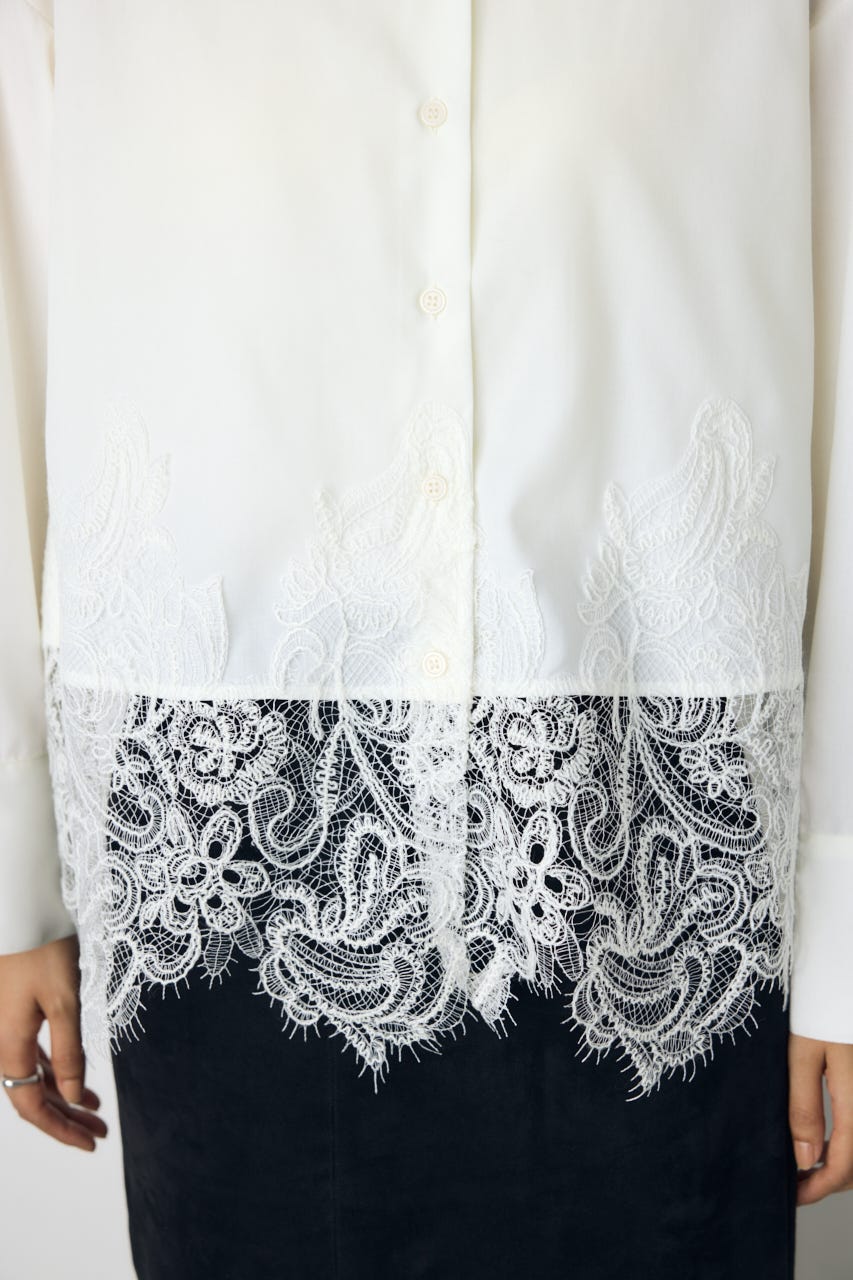 レースドッキングシャツ O/WHT FREE