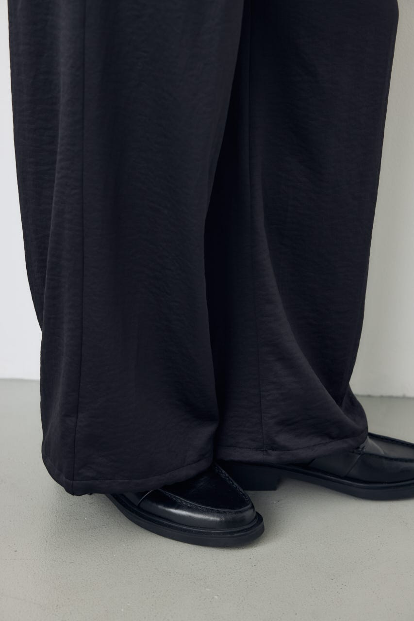サテンワイドカーゴパンツ BLK M