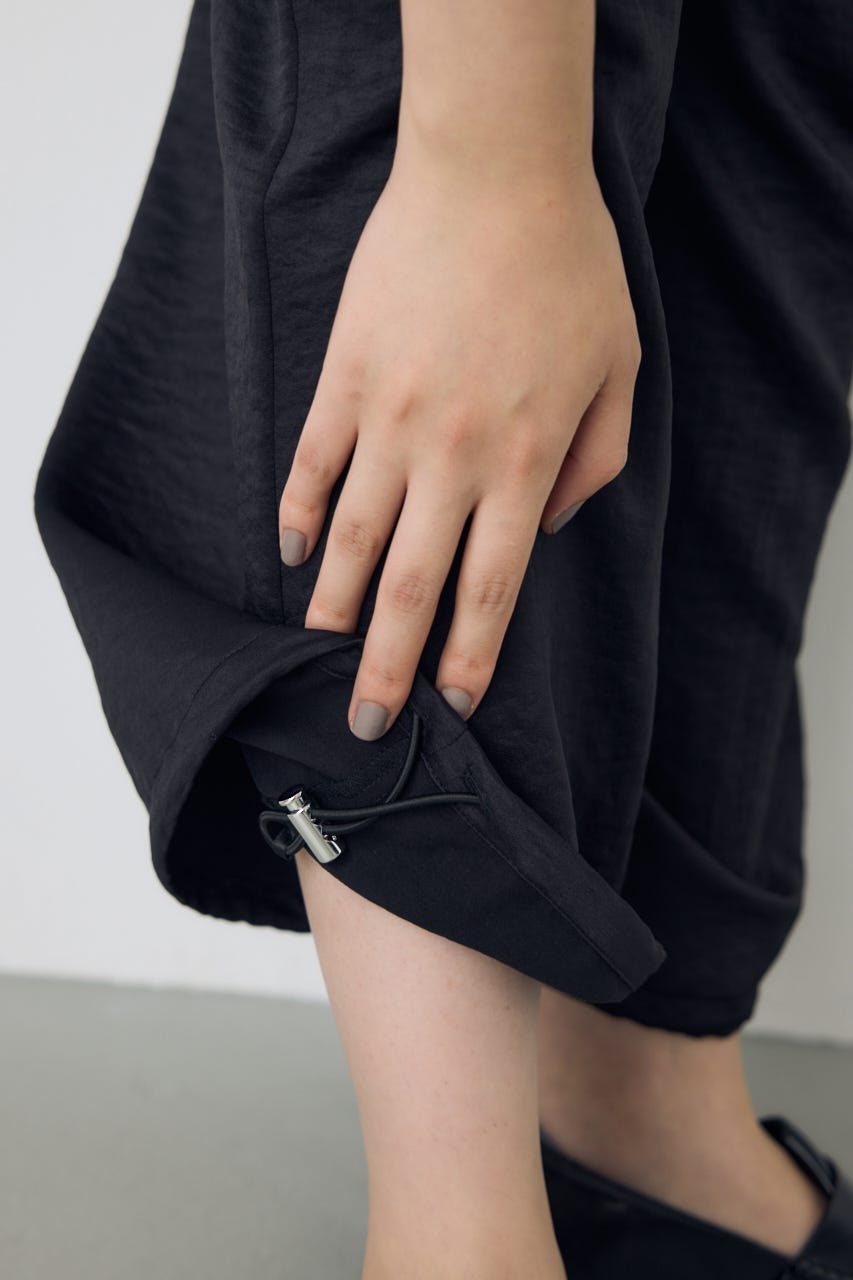 サテンワイドカーゴパンツ BLK M