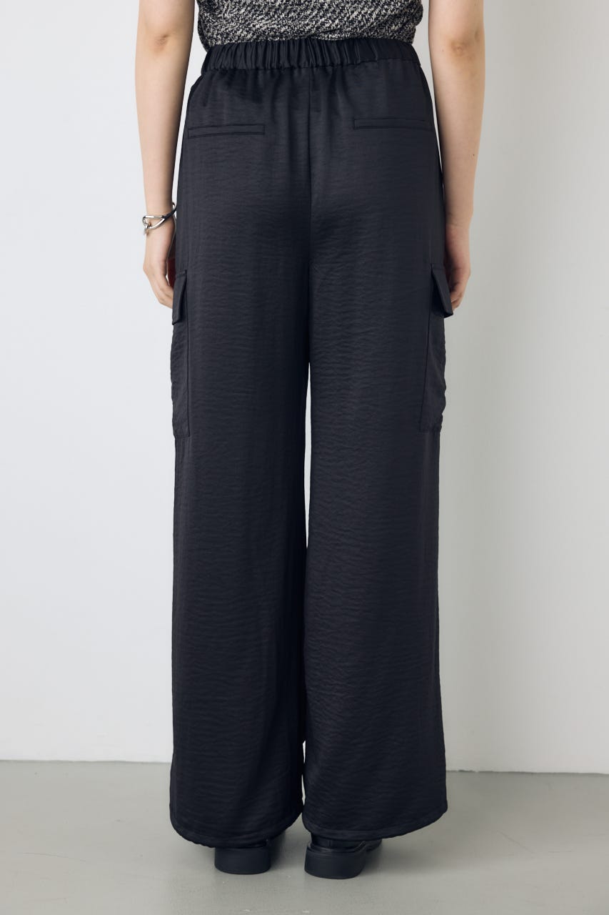 サテンワイドカーゴパンツ BLK M