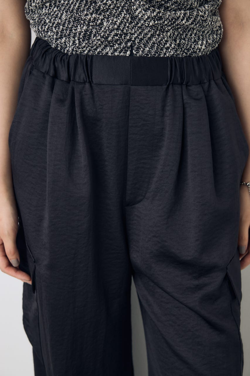サテンワイドカーゴパンツ BLK M