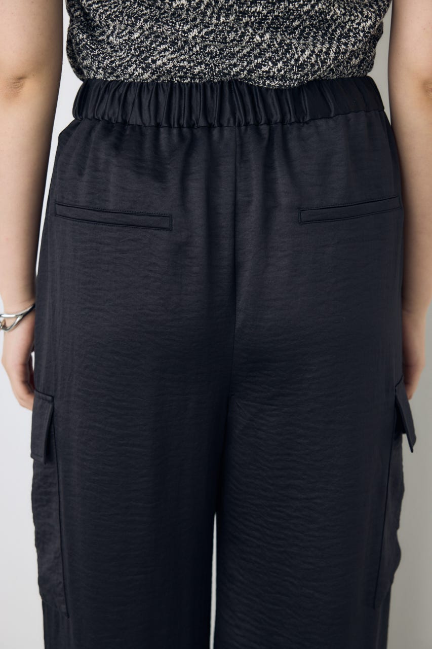 サテンワイドカーゴパンツ BLK M