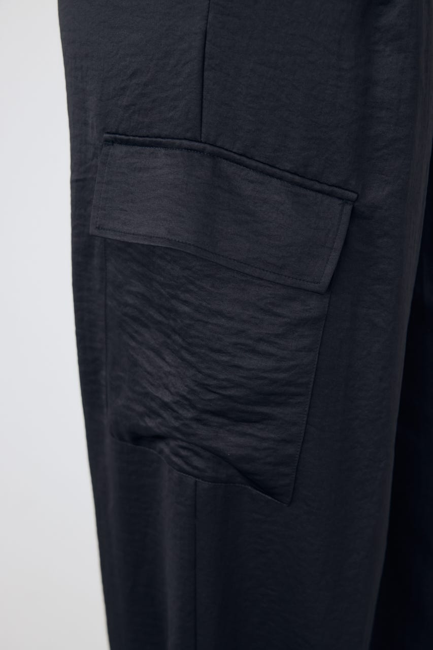 サテンワイドカーゴパンツ BLK M