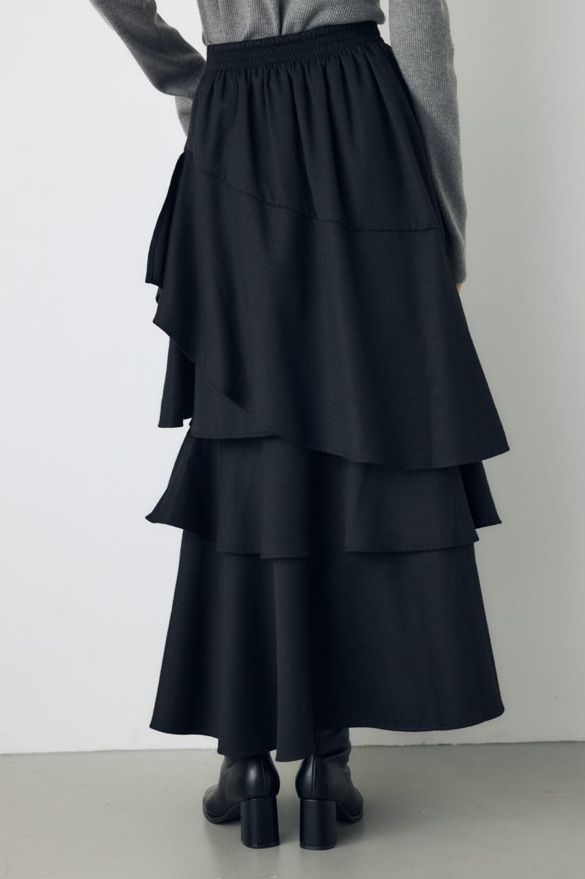 アシンメトリーティアードスカート BLK S