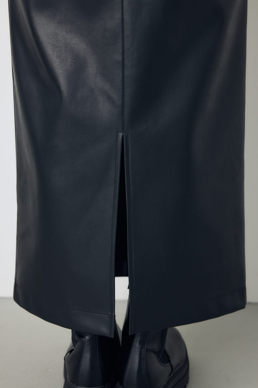 【AW先行アイテム】フェイクレザー/スエードパネル切替タイトスカート BLK M