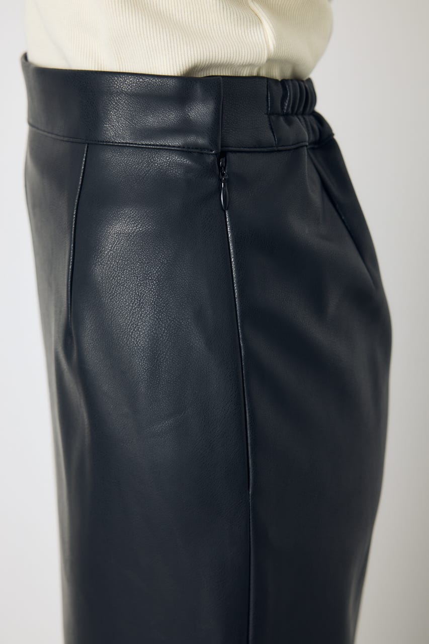 【AW先行アイテム】フェイクレザー/スエードパネル切替タイトスカート BLK M