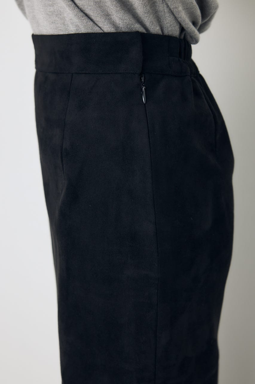 【AW先行アイテム】フェイクレザー/スエードパネル切替タイトスカート M/BLK M