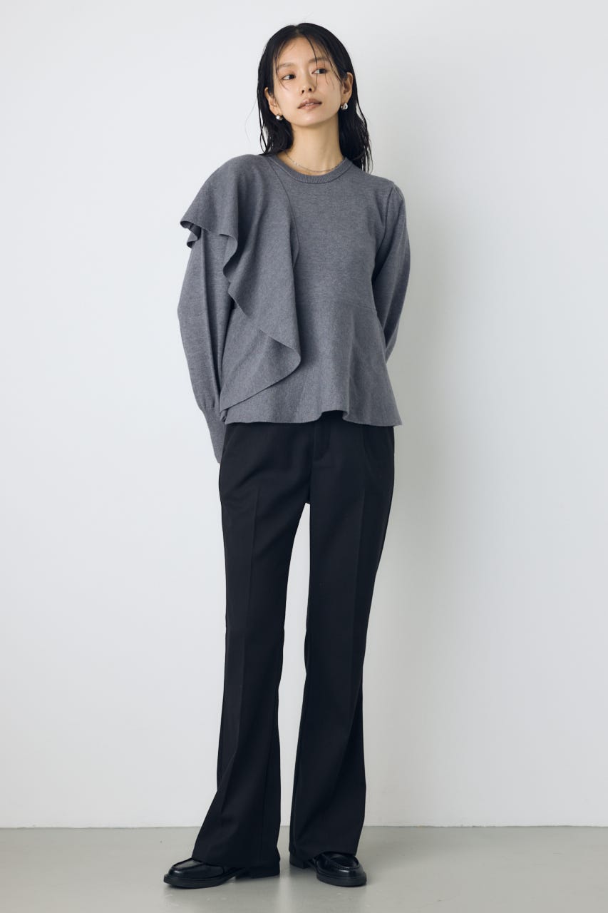 【AW先行アイテム】VENUSセンタープレスフレアパンツ BLK S